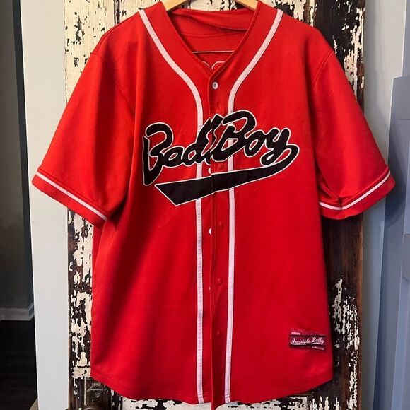 Bad Boy Biggie Smalls Button down red and black baseball jersey. Hip hop. XL #72 - Picture 1 of 5